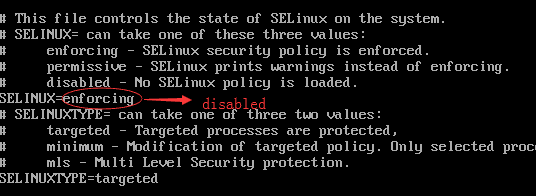 改为SELINUX=disabled 