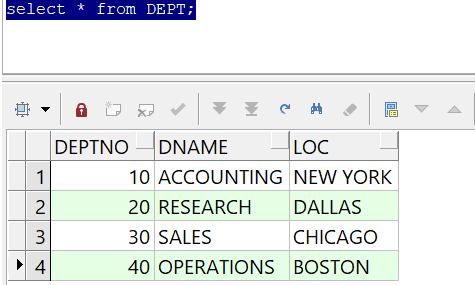使用select * from DEPT