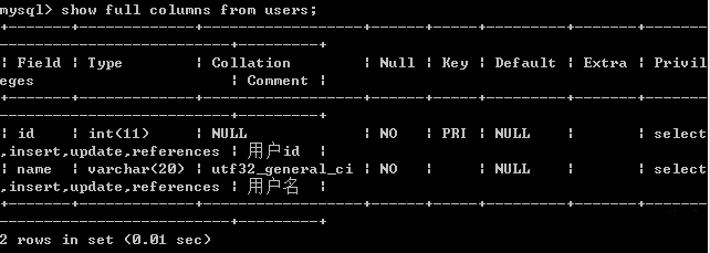 字段注释