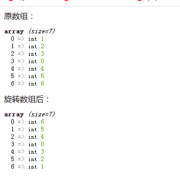 使用array_reverse()函数旋转数组