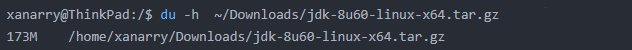 du -h  ~/Downloads/jdk-8u60-linux-x64.tar.gz