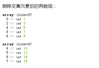 利用array_diff()函数删除交集元素后的两数组