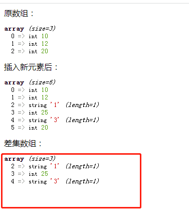 利用array_diff()比对原数组和处理后数组，返回包含不同元素的差集数组