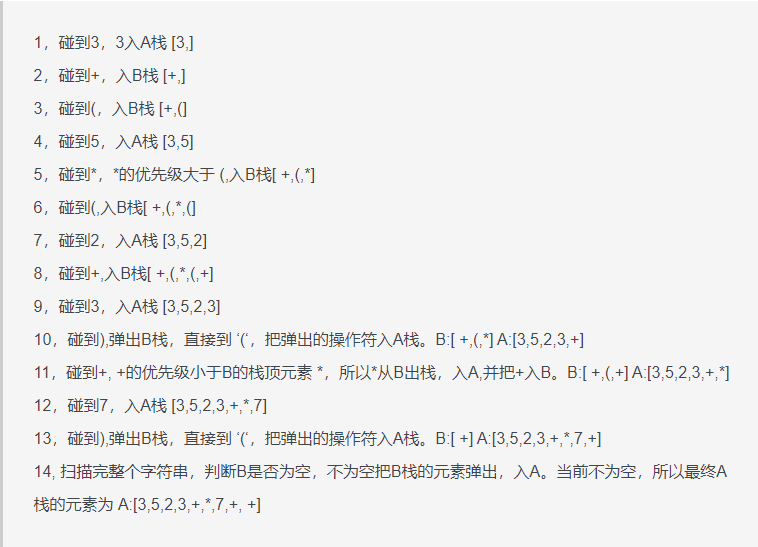 演示3+(5*(2+3)+7)的流程